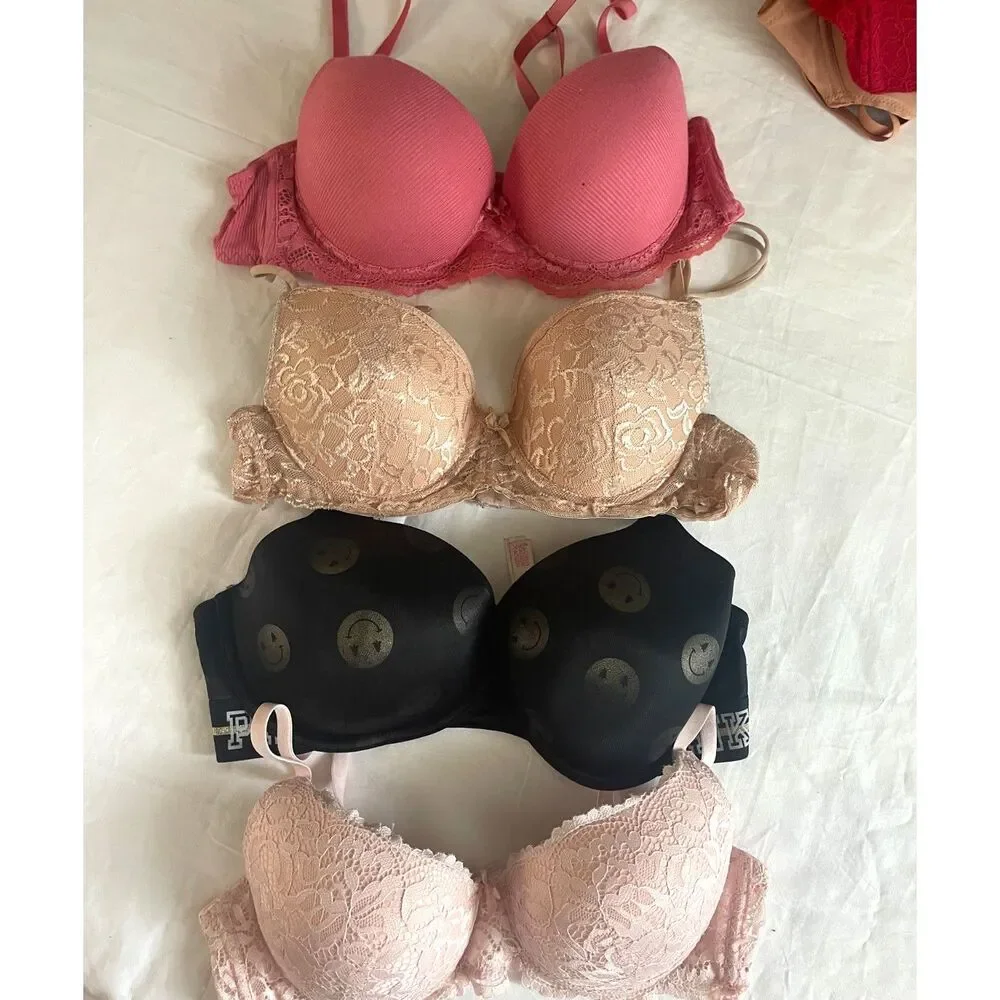 Lot 4 Push Up Bras Lace Smiley Face Victoria's Secret & Marilyn Monroe Size 36B - Picture 1 of 14